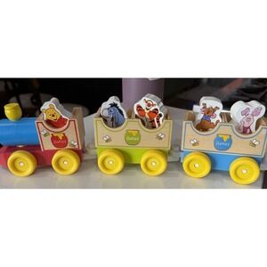 Melissa & Doug Winnie The Pooh All Aboard Wooden Train Set 3 Cars 5 Characters